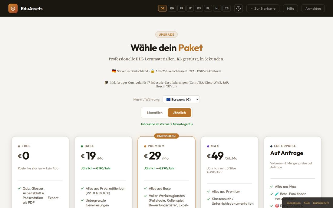 Pakete im Vergleich