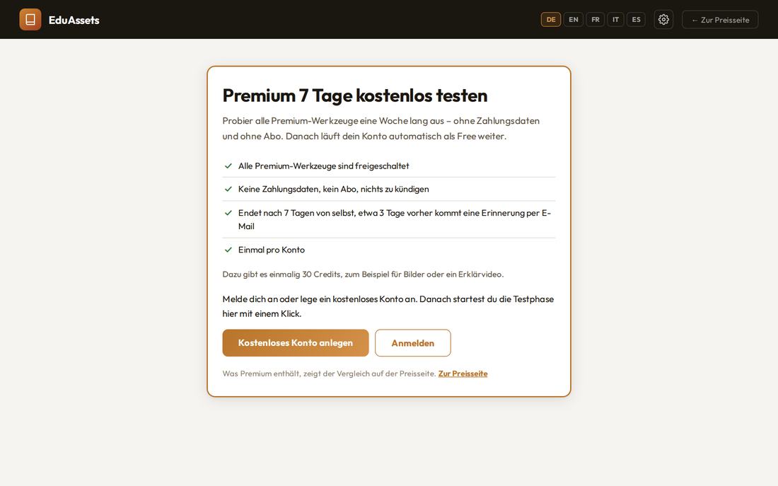 Premium 7 Tage kostenlos testen